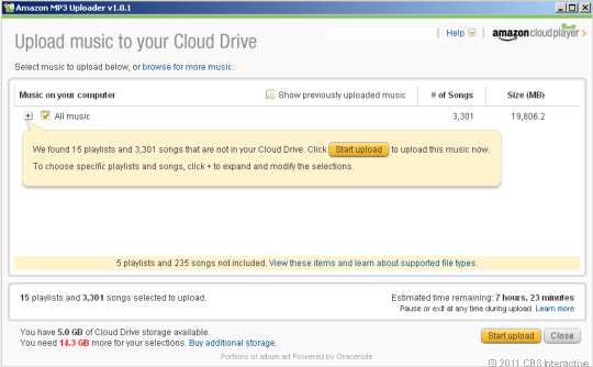 upload music to your cloud drive screen