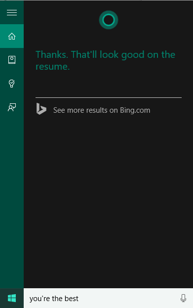 cortana conversational abilities, help on resume example