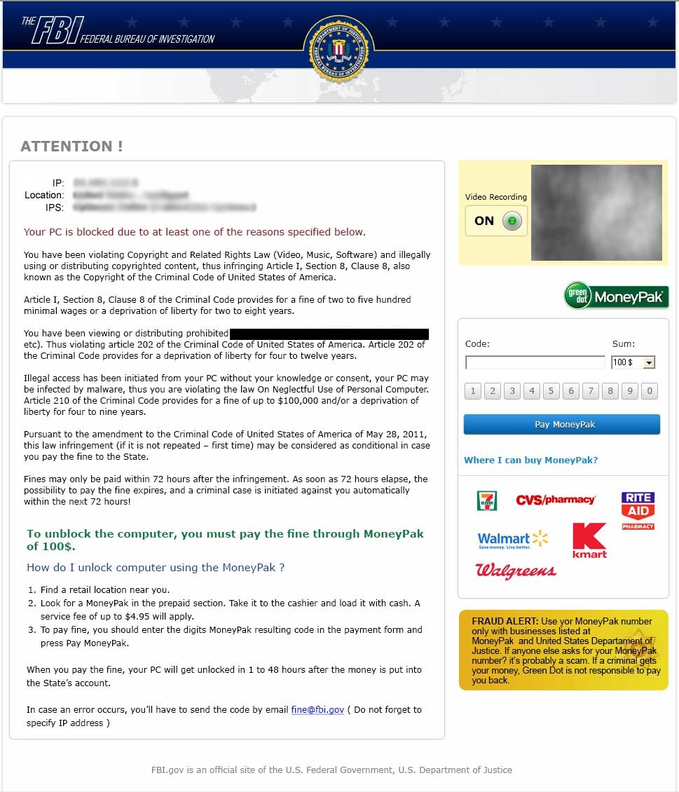 FBI cryptovirus and ransomware page, malware