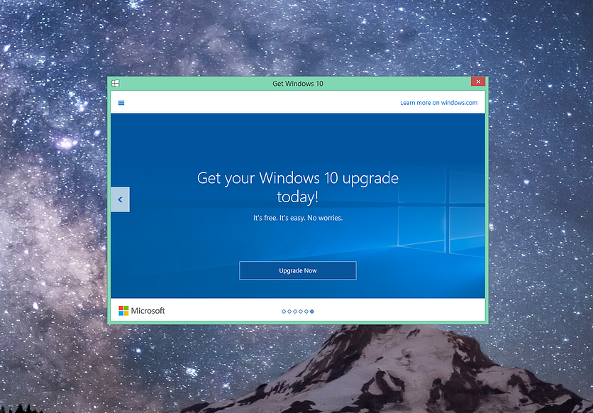 windows 10 updgrade window