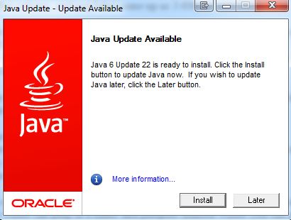 java update available window