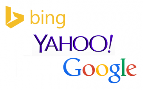 search engine logos, bing, yahoo, google