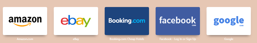 amazon, ebay, booking.com, facebook, google logos